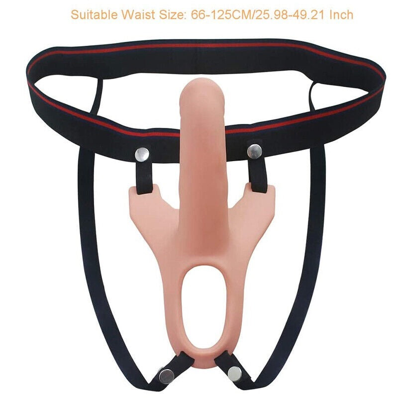Realistic Dildo Hollow Strap on Dildo Silicone Penis Sleeve Extender Men Sex Toy