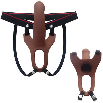 Realistic Dildo Hollow Strap on Dildo Silicone Penis Sleeve Extender Men Sex Toy